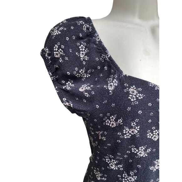 Aeropostale Size S peasant mini dress black white florals y2k style grunge boho - Picture 8 of 12